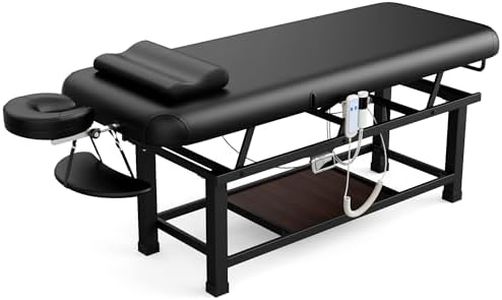 pouseayar Heating Function Heavy Duty Electric Stationary Massage Table with Backrest Adjustable and Storage Space for Treatment/Medical Spa/Facial/Beauty/Massage Bed - 30 x 75 - Black