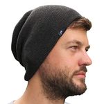 Grace Folly Slouch Beanie Hat Winter Cap for Men or Women (Many Colors) (Charcoal)