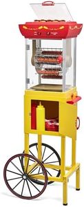 Nostalgia Oscar Mayer Hot Dog Ferris Wheel - Retro Style Hot Dog Roller Cart Toaster - Classic 6-Piece Grill Machine with Bun Warmer, Push Handle, Wheels, Transparent Housing, Storage Compartment