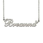 Dainty Friendship Name Necklace Silver for Girls with Heart Pendant Breanna