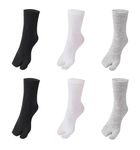 6Pairs Split Toe Socks For Women Japanese Geta Cotton Socks Tabi Flip Flop Socks Cotton Split Toe Tabi Socks Elastic For Women(2*White+2*Grey+2*Black)