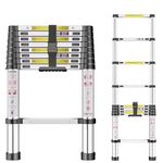 Telescopic Ladder, 2.6M Stainless Steel Thickened High-Strength Ladder, Loft Ladder with Non-Slip Feet, Portable Ladders Extendable, Adjustable Height Folding Ladder for Roof Attic Caravans Stainless1