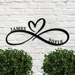 Personalized Infinity Symbol Heart Sign Custom Family Name Established Date Love Metal Sign Housewarming Wedding Valentine's Day Gift for Him Her Couple Girlfriend Metal Wall Art Room Home Decor