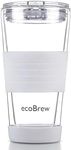 ecoBrew 16oz Double Wall Glass Tumbler with Lid, Dishwasher Safe & Microwavable Glass Travel Mug, Clear Coffee Tumbler To Go, Reusable Ceramic Cup for Hot & Cold Drinks