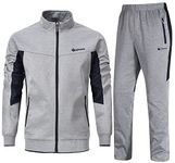 TBMPOY Men's Tracksuits Athletic Full Zip Sweatsuit With Zipper Pockets Jogger Casual Gym Running Activewear set Gray CA L