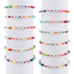 Prasacco 12 Pack Friendship Bracelets Colorful Beads Bracelets Love Heart Bracelets Letter Beads Bracelets Motivational Bracelets for Girls Kids Toddlers Adults