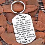 My Man Keychain Anniversary Valentine's Day Gifts For Him Men Boyfriend Husband To Be Key Chain I Love You Gifts for Hubby Birthday Fiance Groom Wedding Engagement Presents from Girlfriend Wife Silver