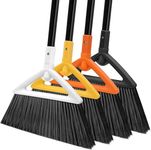 SZJYHQY 4PCS Outdoor Indoor Broom, Brooms for Sweeeping Indoor, Heavy-Duty Kitchen Broom with Long Pole, Angle Broom for Garages Restaurant Courtyard Lobby Sweep Dust (Black White Yellow Orange)