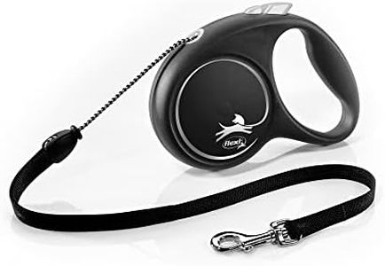 Flexi Black Design Cord Black Medium 5m Retractable Dog Leash/Lead for dogs up to 20kgs/44lbs