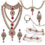 Lucky Jewellery Designer Gold Plated Dulhan Bridal Jewelry Set 8 Pcs. for Girls & Women (WZK-R)