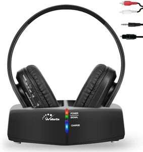 WallarGe Funkkopfhörer für Fernseher/TV mit RF und Bluetooth, Over-Ear kabellose kopfhörer mit RF Digitales Ladestation mit Reichweite 30 m, mit Optisches und Aux Port,Plug and Play (Schwarz)
