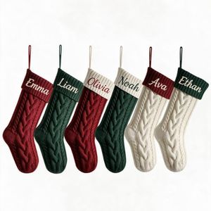 Personalized Christmas Stockings 18" Custom Cable Knit Embroidered Names