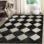 Lahome Machine Washable Area Rugs for Bedroom Aesthetic, 4x6 Soft Living Room Area Rug Non Slip Entryway Rugs, Moroccan Trellis Printed Black and White Indoor Kitchen Carpet for Bedside Office