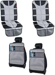 Lusso Gear Two Pack of Car Seat Protector (Gray) + Two Pack of Heavy Duty Kick Mats (Gray), Waterproof, Protects Fabric or Leather Seats, Premium Oxford Fabric, Travel Essentials