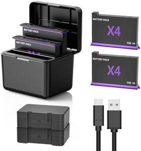 360 X4 Battery 2- Packs with Fast Battery Charger Campatible with 360 X4 Battery 2500mAh,Quick Portable 2 Channel Charging Storage Station with Misro SD Card Accessories Slots