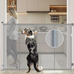 Extra Tall Retractable Gate with Reinforced Strips, Up to 200cm Wide, Prevent Climbing Over, Retractable dog Gate，Slient Operation Retractable Baby Gate for Baby Pet Dog Cat