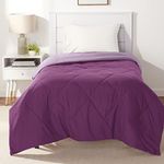 Amazon Basics Soft, Warm and Cozy Reversible Lightweight Microfiber Comforter Blanket - Coverless Duvet 160x229 cm, Plum/Light Purple