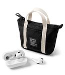 Ringke Mini Pouch [Tote Bag] with Carabiner, Nylon Carrying Pouch Small Bag for AirPods, Galaxy Buds, Earphones, Cards, ID - Black