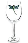 THE QUEENS' JEWELS Dragonfly Jeweled Stemmed Wine Glass, 21 oz. - Unique Gift for Women, Birthday, Cute, Fun, Not Painted, Decorated, Bling, Bedazzled, Rhinestone