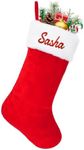 ULICO Personalized Christmas Stocking，Custom Name Family Stockings, 20” Large Red Velvet with White Soft Plush Cuff Xmas Stocking for Kids,Holiday Stocking for Fireplace Party Decoration(1 Pcs)