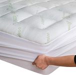 Bamboo Double (Full) Mattress Topper - Thick Cooling Breathable Pillow Top Mattress Pad for Back Pain Relief - Deep Pocket Topper Fits 8-20 Inches Mattress (Bamboo, 54x75 Inches), 4’6”x6’3”