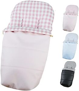 Saco Silla Paseo Universal Impermeable - Uso como Saco en Invierno o como Funda de Silla en Verano - Hecho en España por Trimatt- Color ECOPIEL CUADROS VICHY ROSA