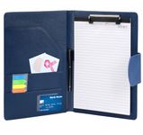 Agoer A4 PU Leather Portfolio,Multifunctional Clipboard Folder with Magnetic Closure Cover,A4 Padfolio Portfolio with Paper,Sticky Arrow Tabs,Pen for Business Organizer Interview,Meeting,Retro Blue