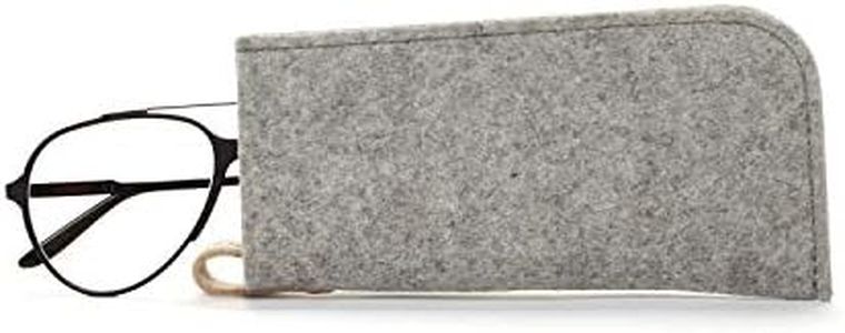 Graf Lantz Eyeglass Sleeve - 100% Merino Wool and Leather - Protective, Scratch Free Material (Granite)