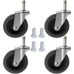 4 Inches Stem Caster Wheels,7/16-Inch Stem Diameter Swivel Rubber Casters,Heavy Duty TPR Replacement Wheels for Rubbermaid Mop Bucket Utility Cart Shop Vac Weber Grills - 4 Pack