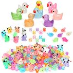 GOKUPOK Luminous Mini Resin Ducks Tiny Animals Glow in The Dark Duck Panda Dolphin Mushroom 4 Combination Sets for Garden Micro Landscape Aquarium Potted Dollhouse Decor 105PCS