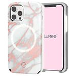 Case-Mate LuMee Halo Light Up Selfie Case for iPhone 12 Pro Max (5G) - Front & Rear Illumination - 6.7 Inch - Rose Gold White Marble