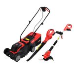 Cordless Lawnmower Trimmer & Blower RocwooD 20V 33CM Cutting Width 35cm Rotary Blade 25L Grass Catcher 25-40-60mm Cutting Height Adjustment 26cm Cutting Circle