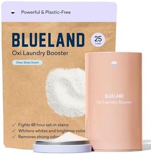 BLUELAND Oxi Laundry Booster Powder Starter Set - Plastic-Free & Eco Friendly Oxy Cleaner - Plant Based Stain Remover - Clear Skies Scented - 17.6oz, 25 Loads