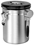 InstaCuppa Stainless Steel Coffee Canister, Airtight Container with Date Tracker Jar, CO2 Release Valve and Coffee Scoop, 500 Grams, Steel