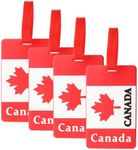 Luggage Tag, 4 Pack Luggage Labels, Red Silicone Suitcase Tag with Adjustable Strap, Canadian Flag Silicone Luggage Tags for Suitcases, Travel Bag Tags, Waterproof Labels for Handbag