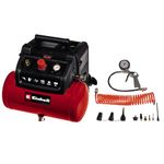 Einhell 6L Oil-Free Air Compressor With Spray Gun - 8 Bar, 116 PSI, 240V, 1200W Service-Free Motor, Pressure Reducer, Safety Valve - TC-AC 190/6/8 OF Small Compressor For Workshops, 3 Year Warranty