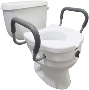 Carex E-Z Lock Raised Toilet Seat With Handles, 5" Toilet Seat Riser with Arms, Fits Most Toilets, Handicap Toilet Seat