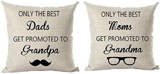 ramirar Set of 2 Black Word Art Quote Only The Best Dads (Moms) Get Promoted to Grandpa (Grandma) Throw Pillow Cover Case Cushion Home Living Room Bed Sofa Car Cotton Linen Square 18 x 18 Inches