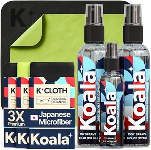 Koala Eyeglass Lens Cleaner Spray Kit | (2x) 8oz + (1x) 2oz Glasses Cleaner Bottle + (3x) Microfiber Cloth | Alcohol Free Eyeglasses, Screen, and Camera Cleaning Kit (6 Piece Set)