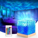 BELOXY Projector Lights Ocean Wave, 3D Water Wave Effect LED Night Light, Crystal Table Lamp with Remote (Blue)