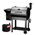 Z GRILLS 7002E Wood Pellet Grill & Electric Smoker BBQ Combo with Auto Temperature Control, Multifunctional 8 in 1 BBQ Grill, Stainless, 694 Sq, inch Cooking Space