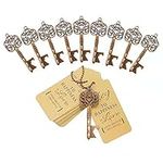 Aotoer 50Pcs Antique Key Bottle Opener Wedding Favors, Vintage Skeleton Key Bottle Opener Wedding Party Favor Souvenir Gift for Guests with Escort Card Tag and Key Chains