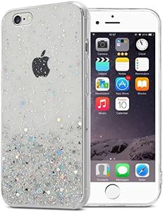 cadorabo Etui Compatible avec Le Apple iPhone 6 / 6S en Transparent avec Paillettes - Housse de Protection en Silicone TPU Flexible avec Paillettes Scintillantes - Ultra Slim Back Case