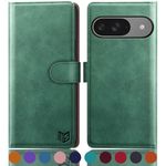 SUANPOT for Google Pixel 9 5G/Google Pixel 9 Pro 6.3 case with [Credit Card Holder][RFID Blocking],PU Leather Flip Book Protective Cover Women Men for Pixel 9 Phone case Sea Green