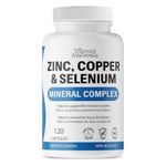 Zinc Picolinate 25mg With Copper 2.5mg and Selenium 200mcg, 120 Capsules - 3 In 1 Mineral Complex, Zinc Copper Supplement, Supports Immune System, 4 Month Supply, Vegan, Gluten Free, Made In Canada