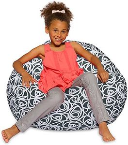 Posh Creations Bean Bag Chair for Kids, Teens, and Adults Includes Removable and Machine Washable Cover, 38in - Large, Canvas Roses Gray