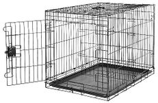 Amazon Basics Large Metal Dog Crate/Cage with Tray, Durable and Foldable Dog Cage with Single Door, Black, Large 91cm (36")