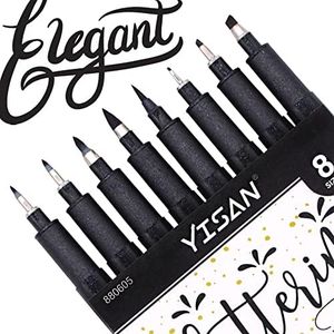 YISAN Calligraphy Pens,Hand Lettering Pens,8 Brush Markers Set,for Beginners Writing,Black, Art Drawings,70306