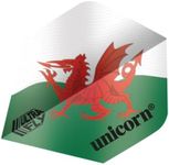 Unicorn Ultrafly Dart Flights | Ultra Durable 100 Micron Polyester PET | Plus Shape | Wales Cymru Y Ddraig Goch Flag Design