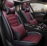 3D FRONTLINE PU Leather Car Seat Cover Cherry-Black Compatible with Jeep Compass